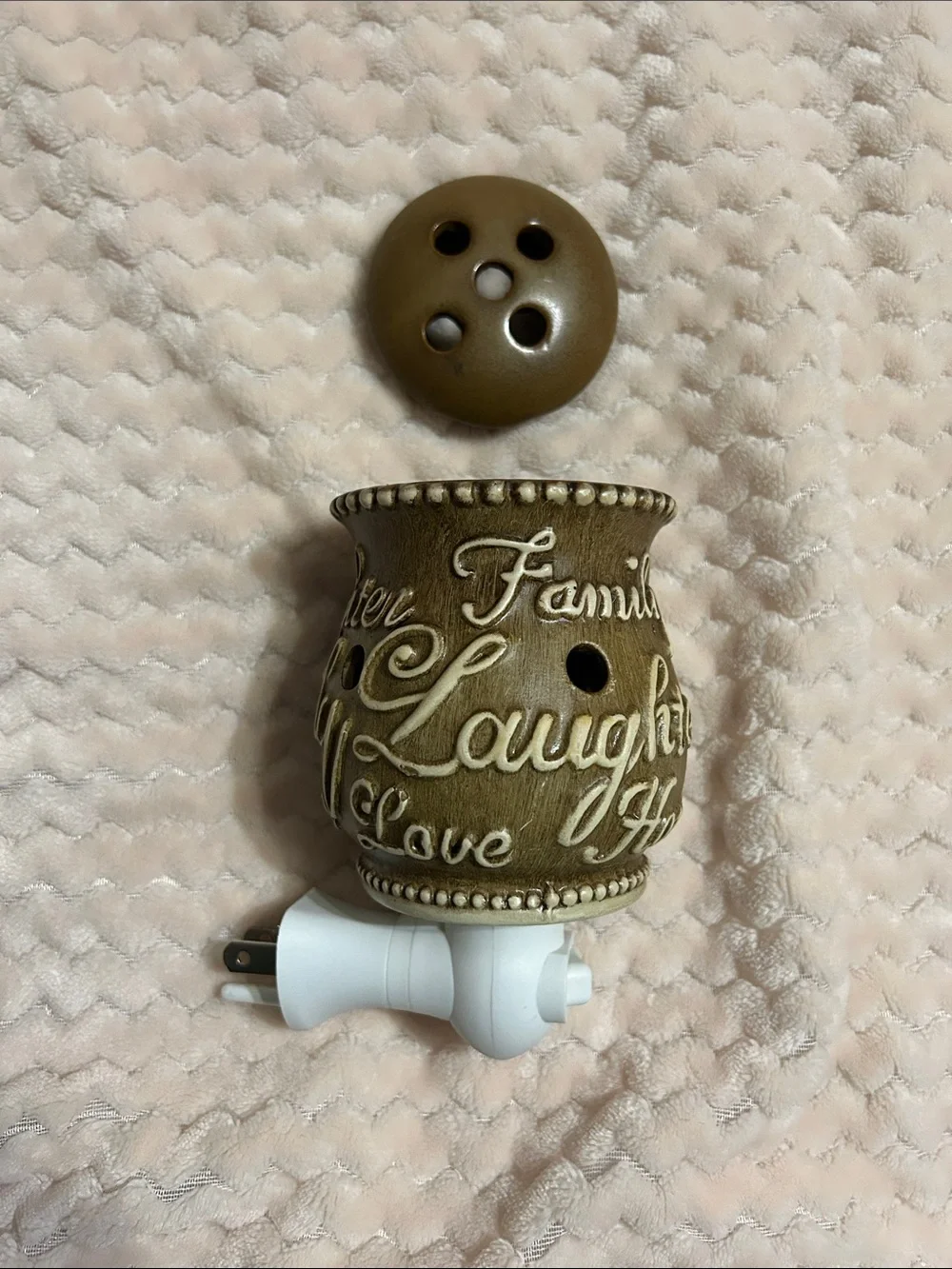 Brown & Cream Ceramic Plug-In Warmer with Scripted Words